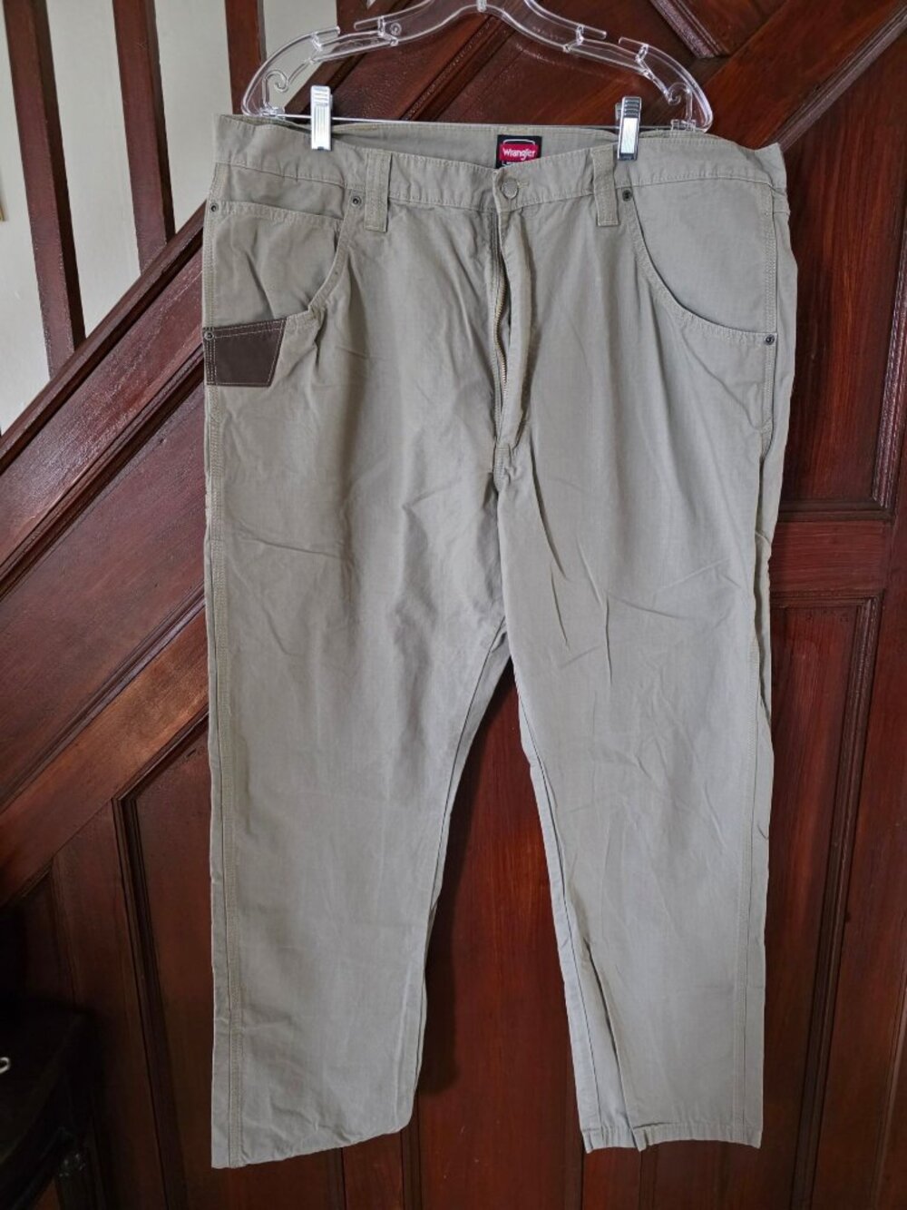 Wrangler Mens Workwear Utility Pants Beige 42x32 Cotton Durable Casual Work